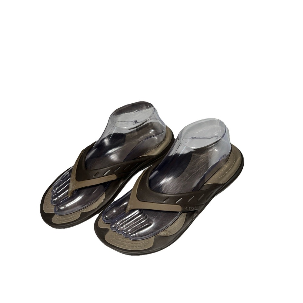 Crocs Modi Sport Dual Comfort Brown Rubber Flip Flops Unisex Size Women 7 Men 6